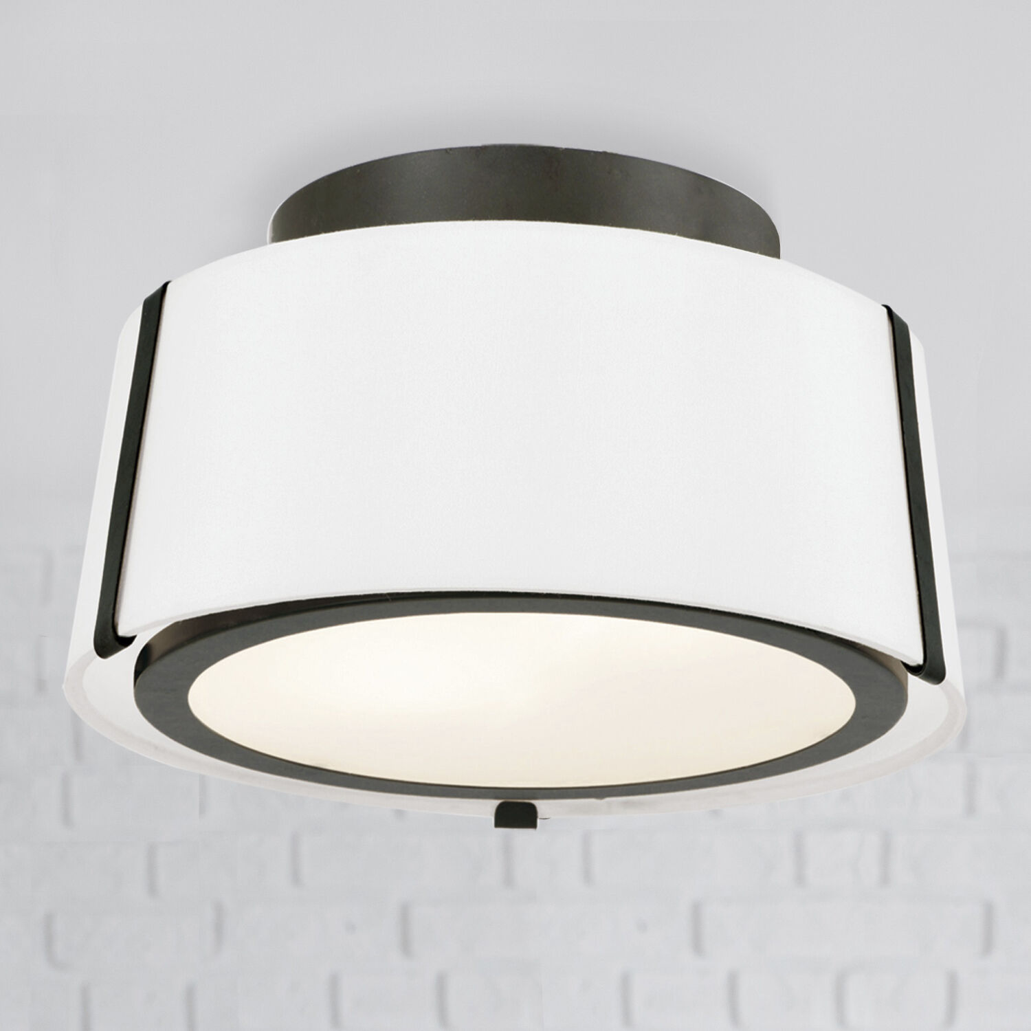 Fulton 2 Light 12 inch Black Semi Flush Ceiling Light