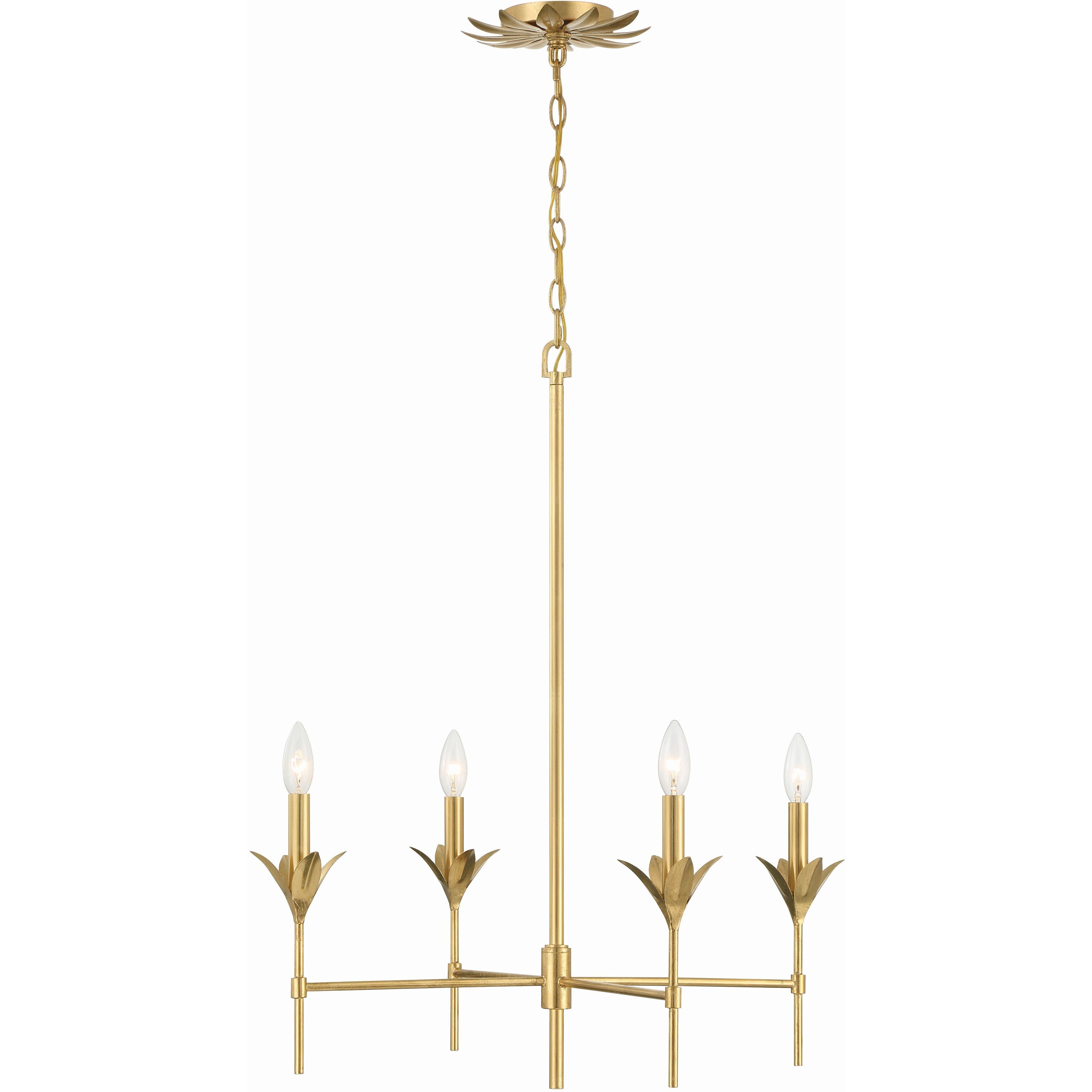 Broche 4 Light 28 inch Antique Gold Chandelier Ceiling Light