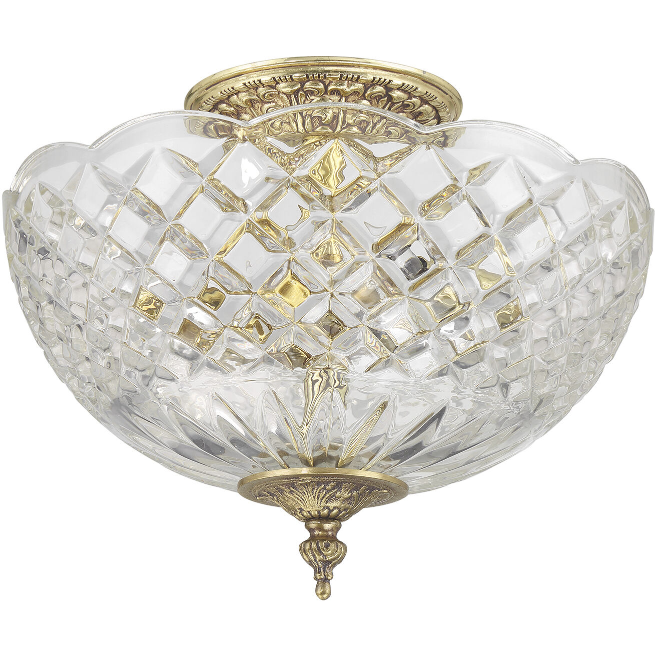 Milton 2 Light 10 inch Olde Brass Semi Flush Ceiling Light