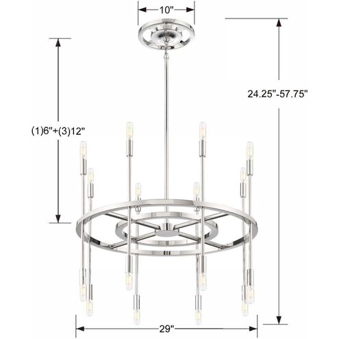 Aries 16 Light 29 inch Polished Nickel Chandelier Ceiling Light