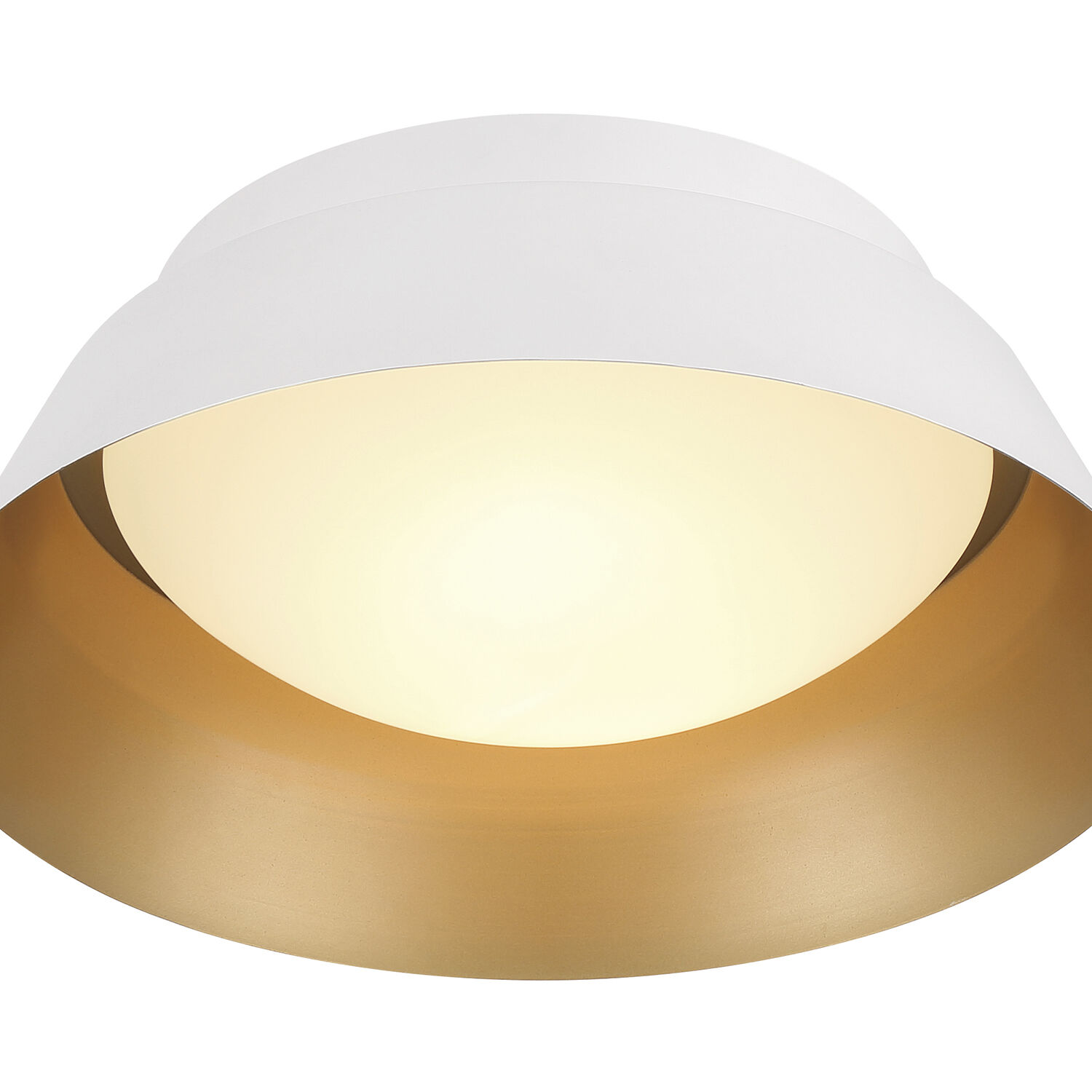 Donoven 2 Light 15 inch White and Gold Flush Ceiling Light