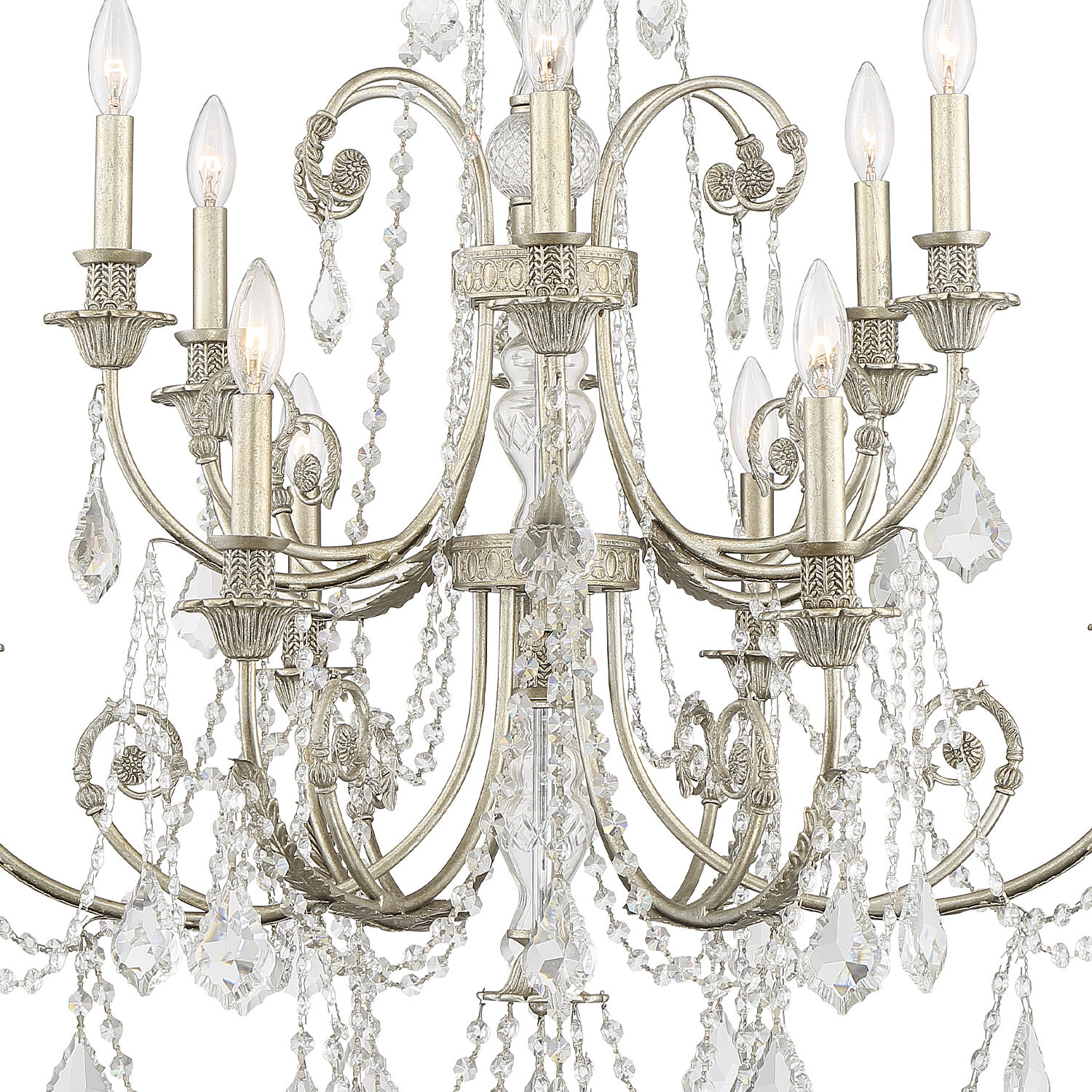 Regis 12 Light 32 inch Olde Silver Chandelier Ceiling Light in Clear Hand Cut