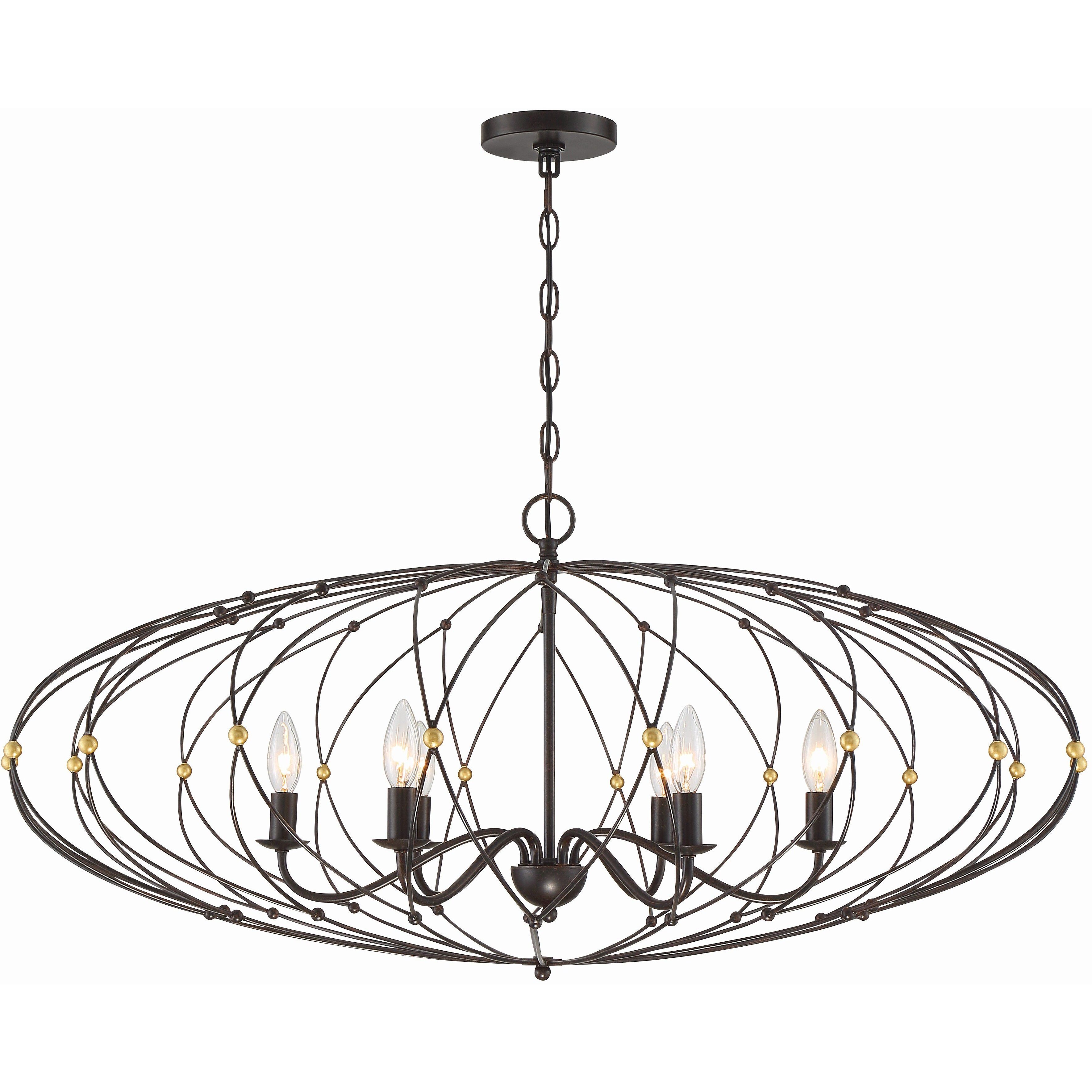 Zucca 6 Light 38.25 inch English Bronze and Antique Gold Chandelier Ceiling Light