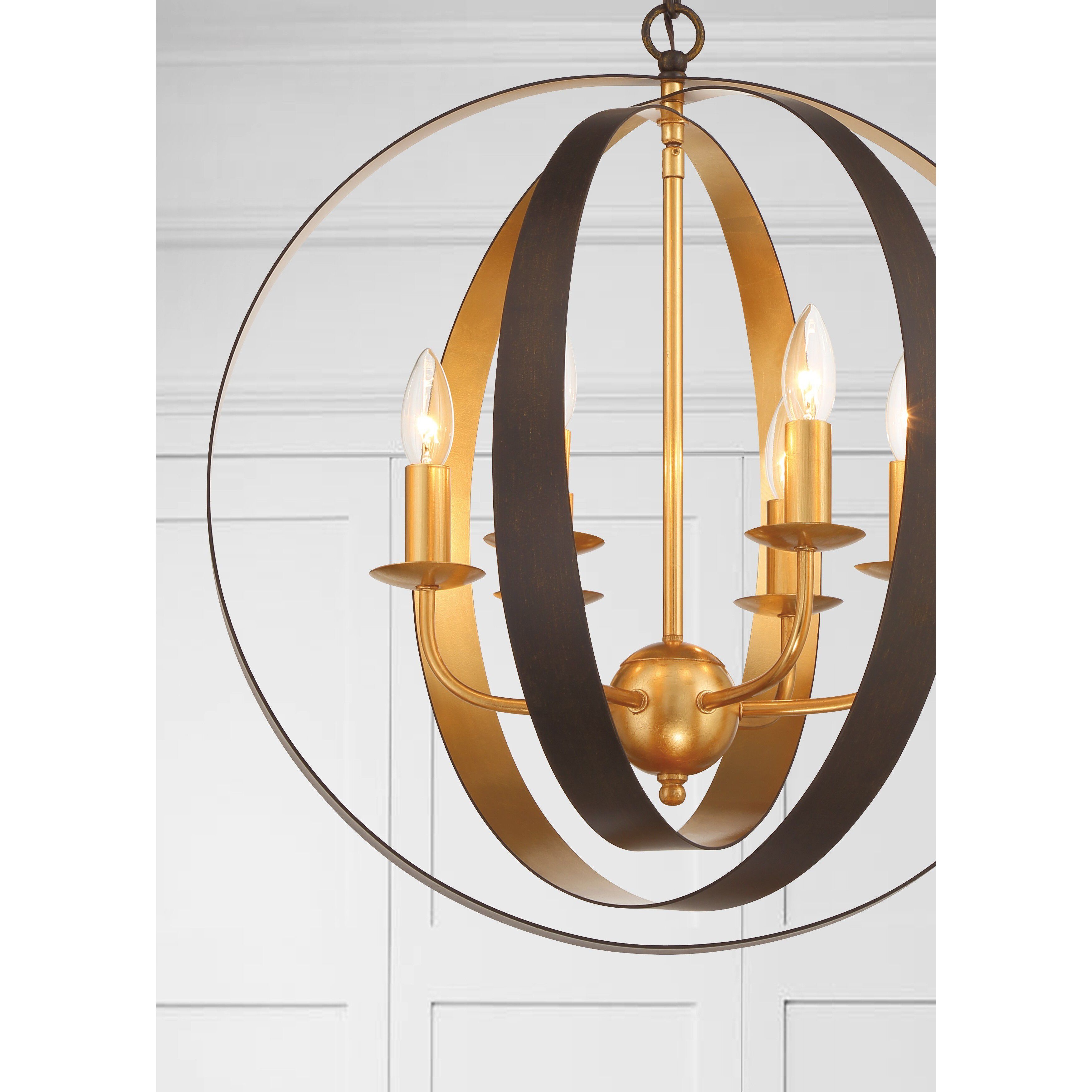 Luna 6 Light 21 inch English Bronze and Antique Gold Chandelier Ceiling Light