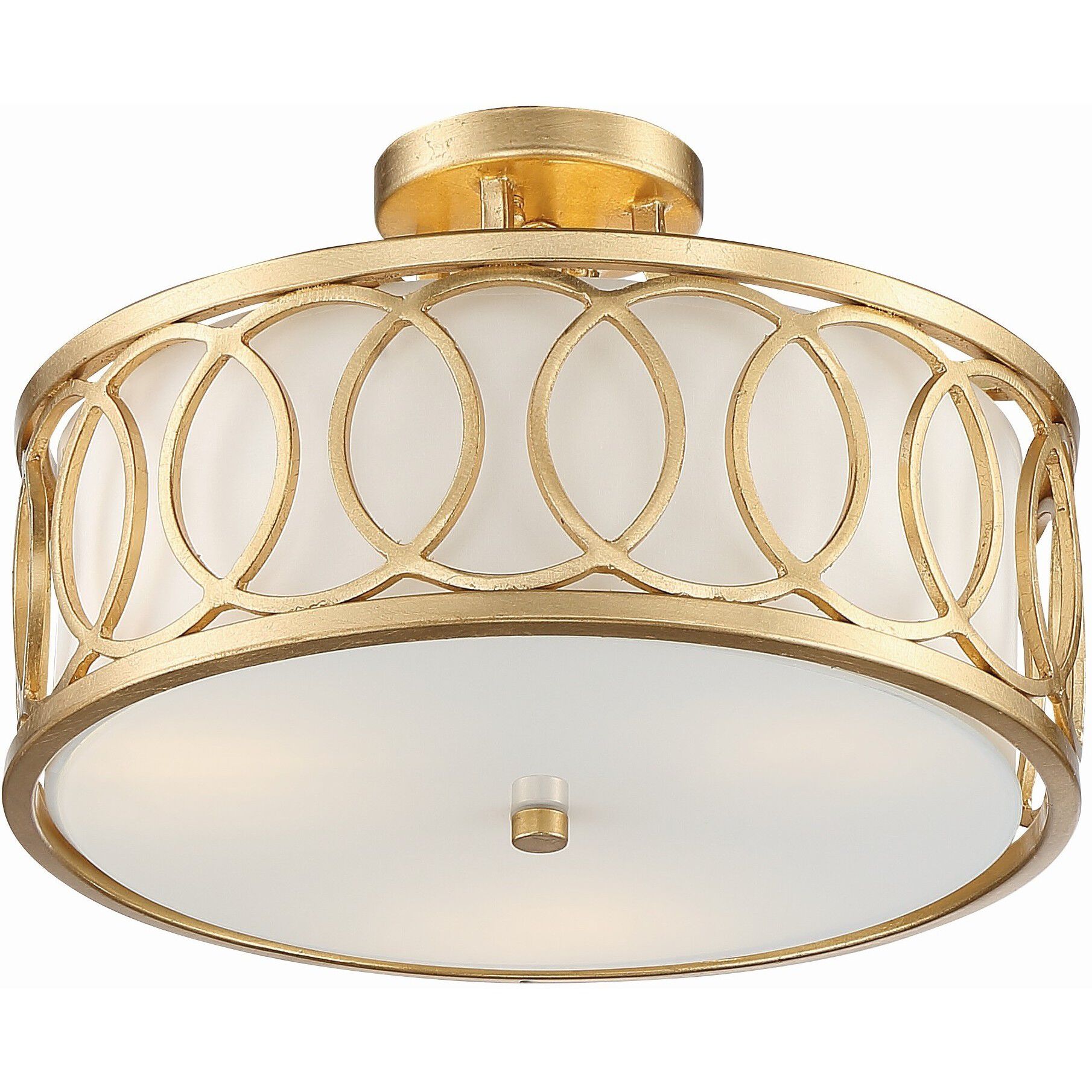 Graham 3 Light 15 inch Antique Gold Semi Flush Ceiling Light