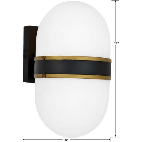 Capsule 1 Light 10 inch Matte Black with Textured Gold Outdoor Wall Mount, Brian Patrick Flynn