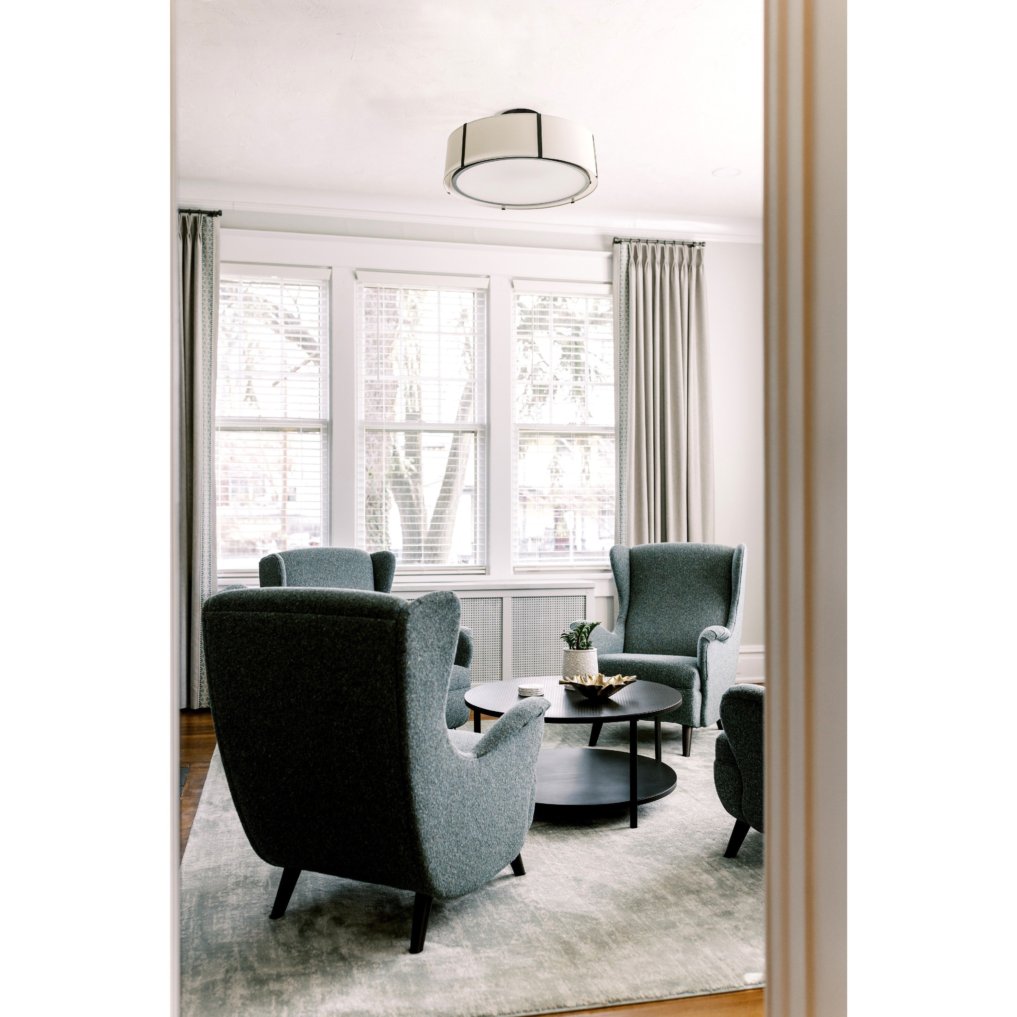 Fulton 6 Light 24 inch Black Semi Flush Ceiling Light