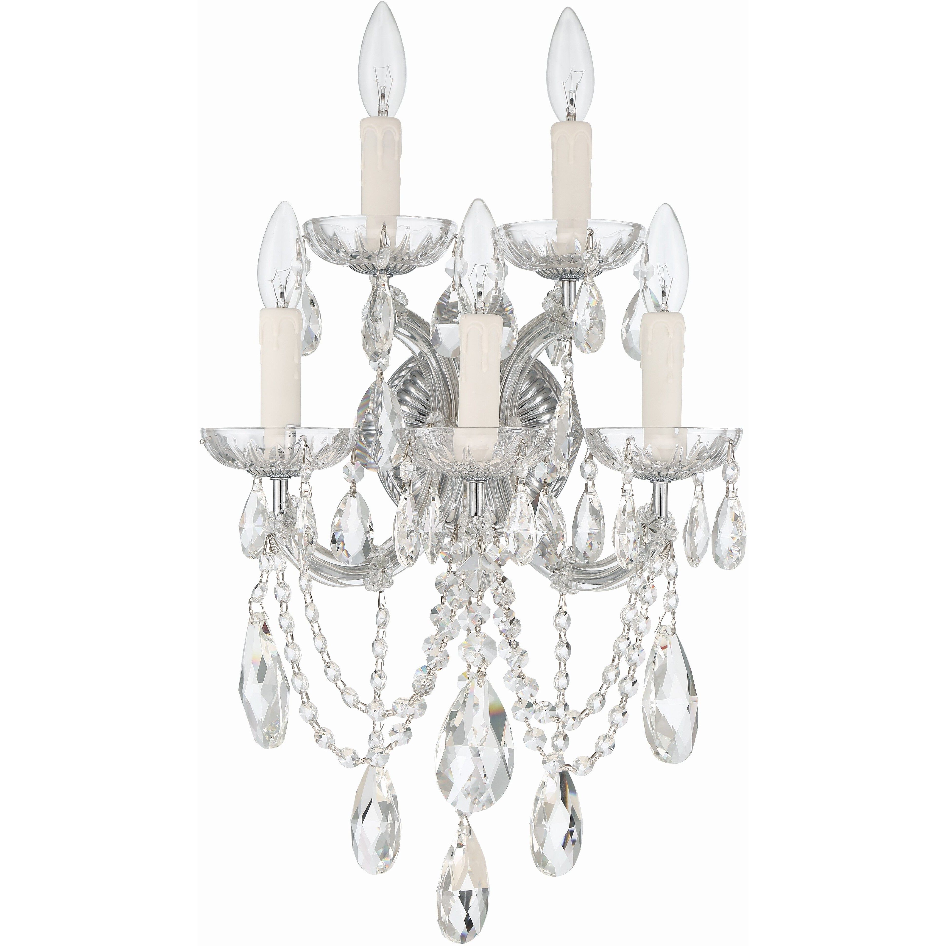Maria Theresa Sconce Wall Light in Clear Hand Cut, Polished Chrome