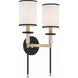 Hatfield 2 Light 12 inch Black Forged and Vibrant Gold Sconce Wall Light in Black Forged with Vibrant Gold