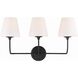 Sylvan 3 Light 23.25 inch Black Forged Bathroom Vanity Light Wall Light