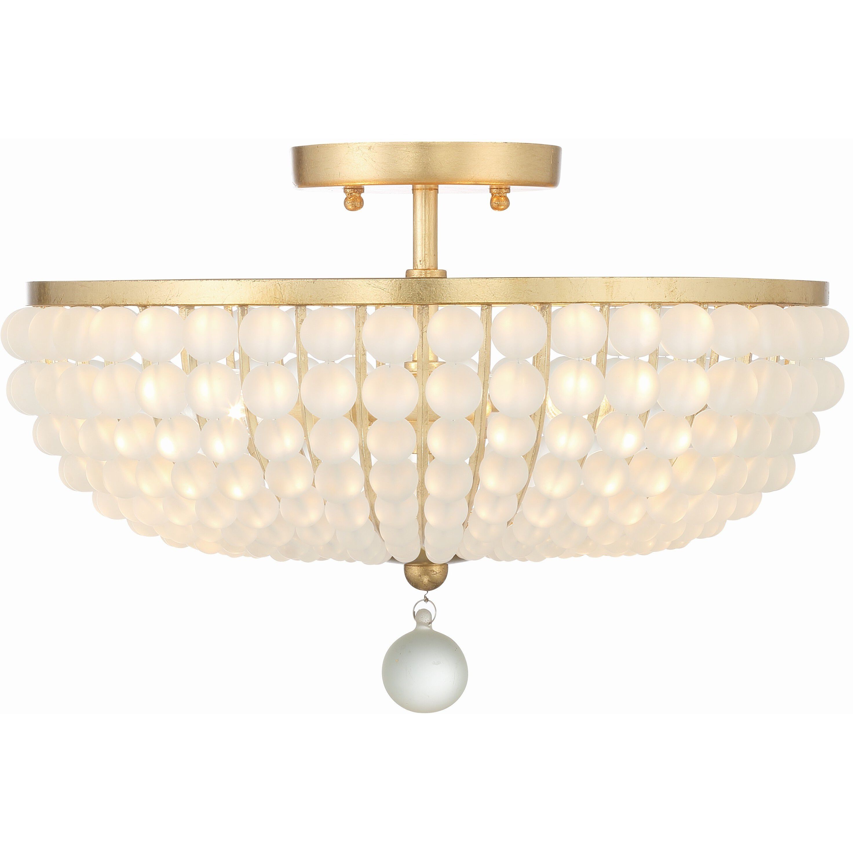 Bella 3 Light 15.75 inch Antique Gold Semi Flush Ceiling Light