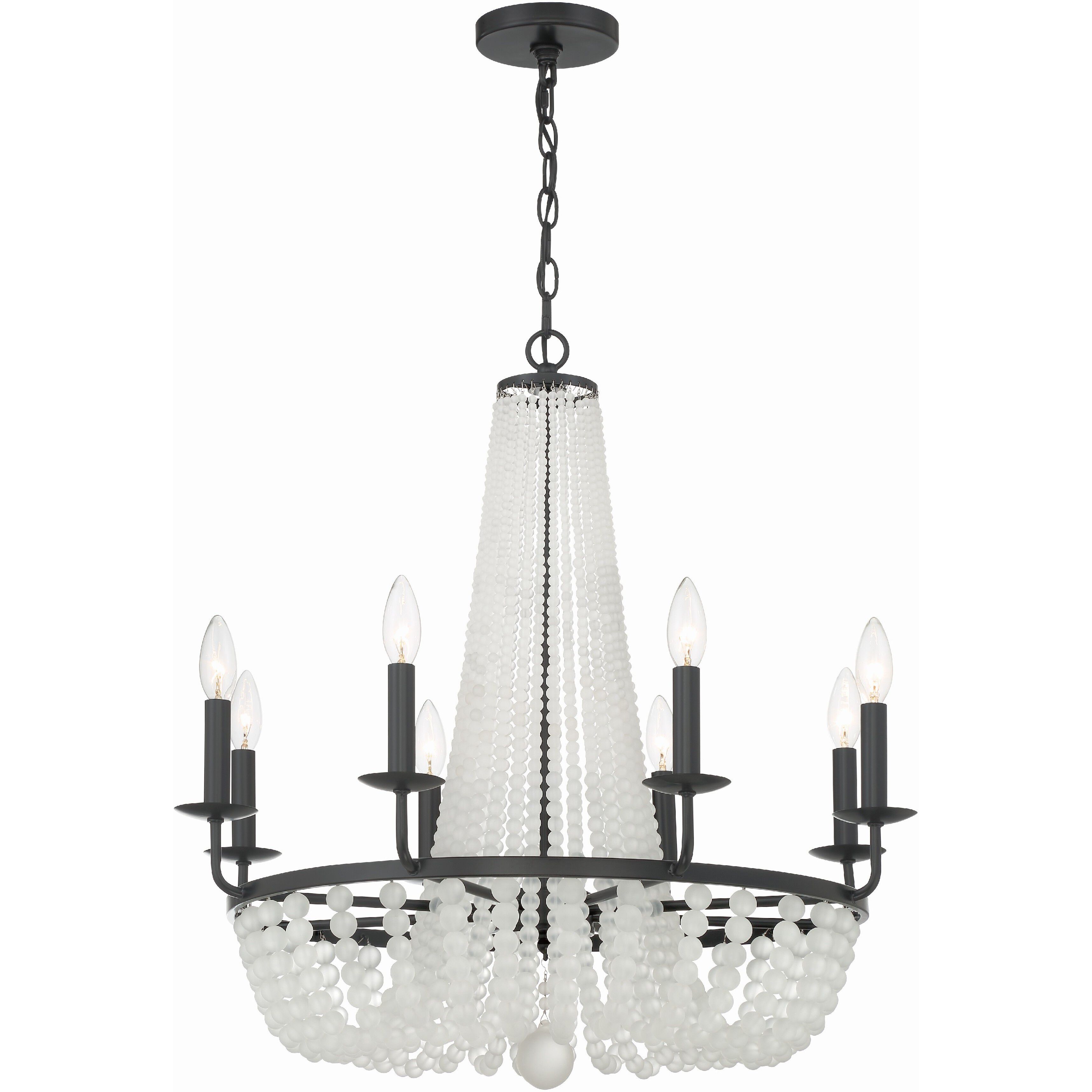 Bella 8 Light 26 inch Matte Black Chandelier Ceiling Light