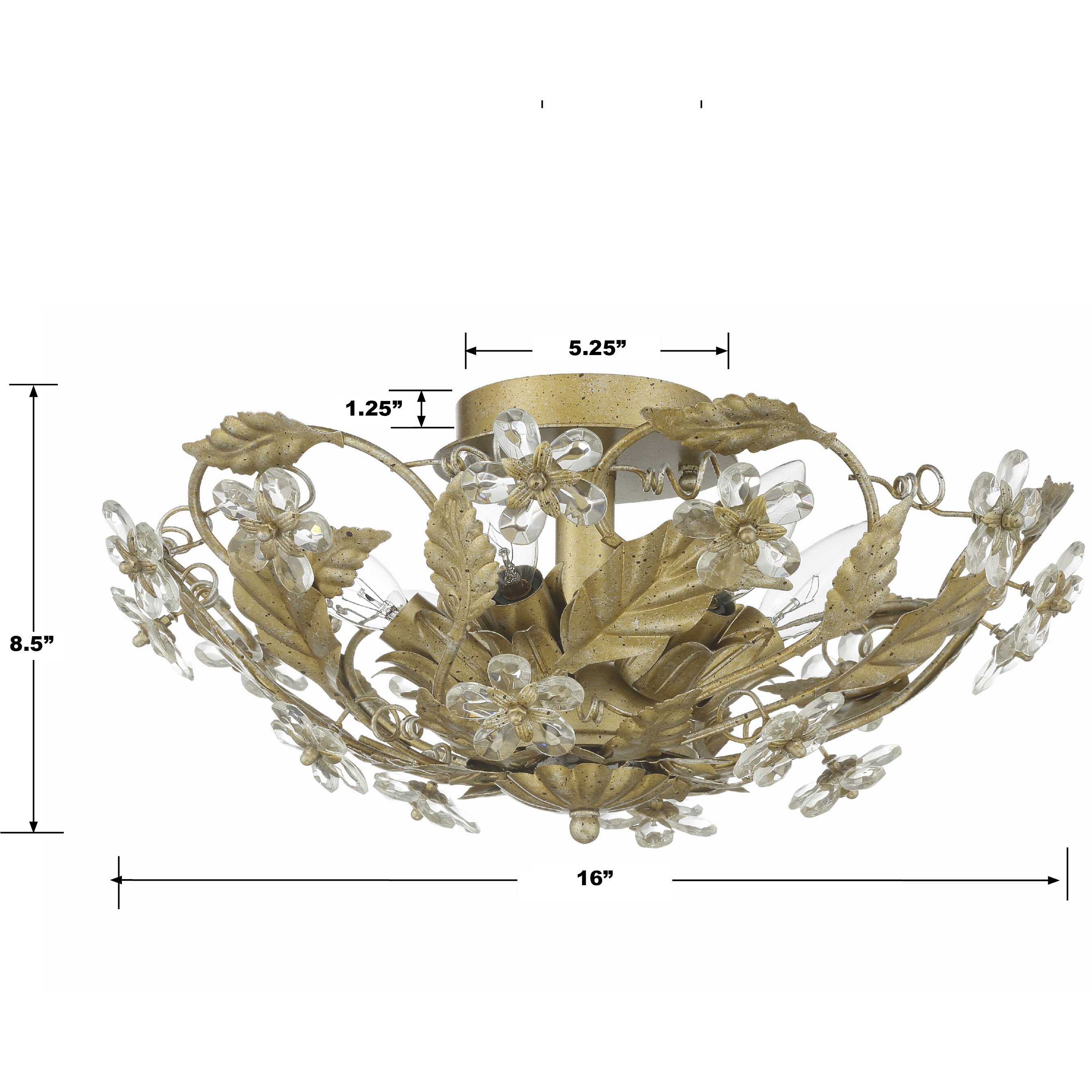 Paris Market 6 Light 16 inch Gold Leaf Semi Flush Ceiling Light