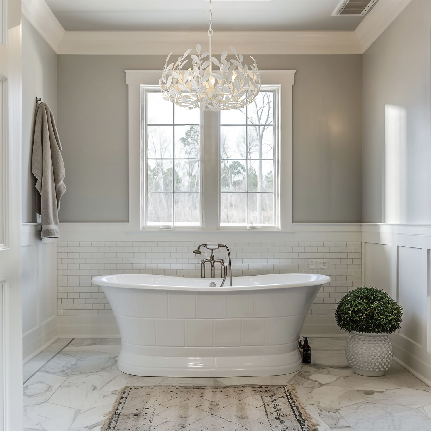 Broche 5 Light 23 inch Matte White Chandelier Ceiling Light