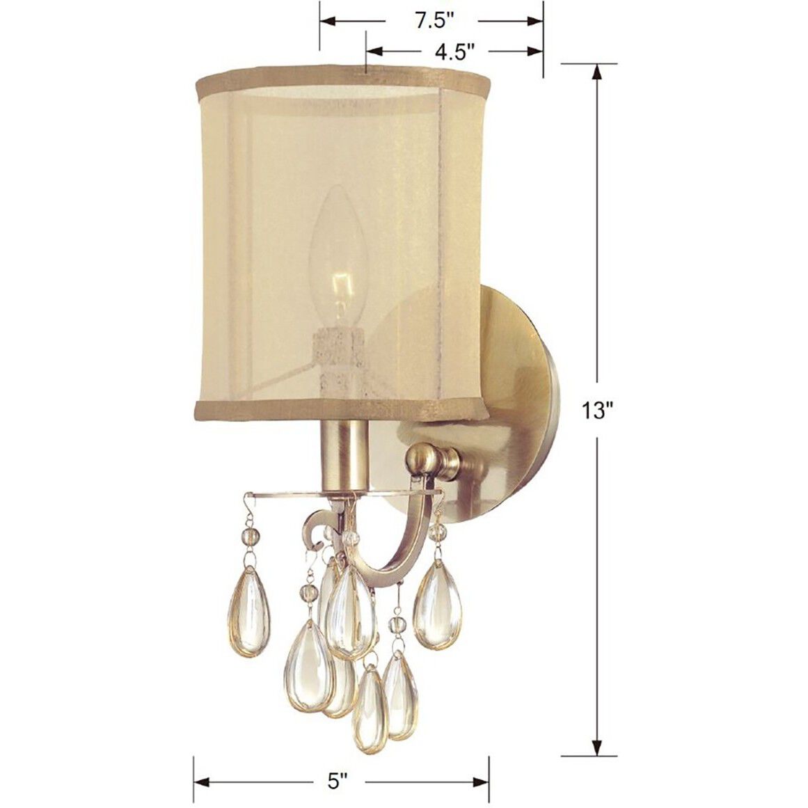 Hampton Bath Sconce Wall Light in Antique Brass
