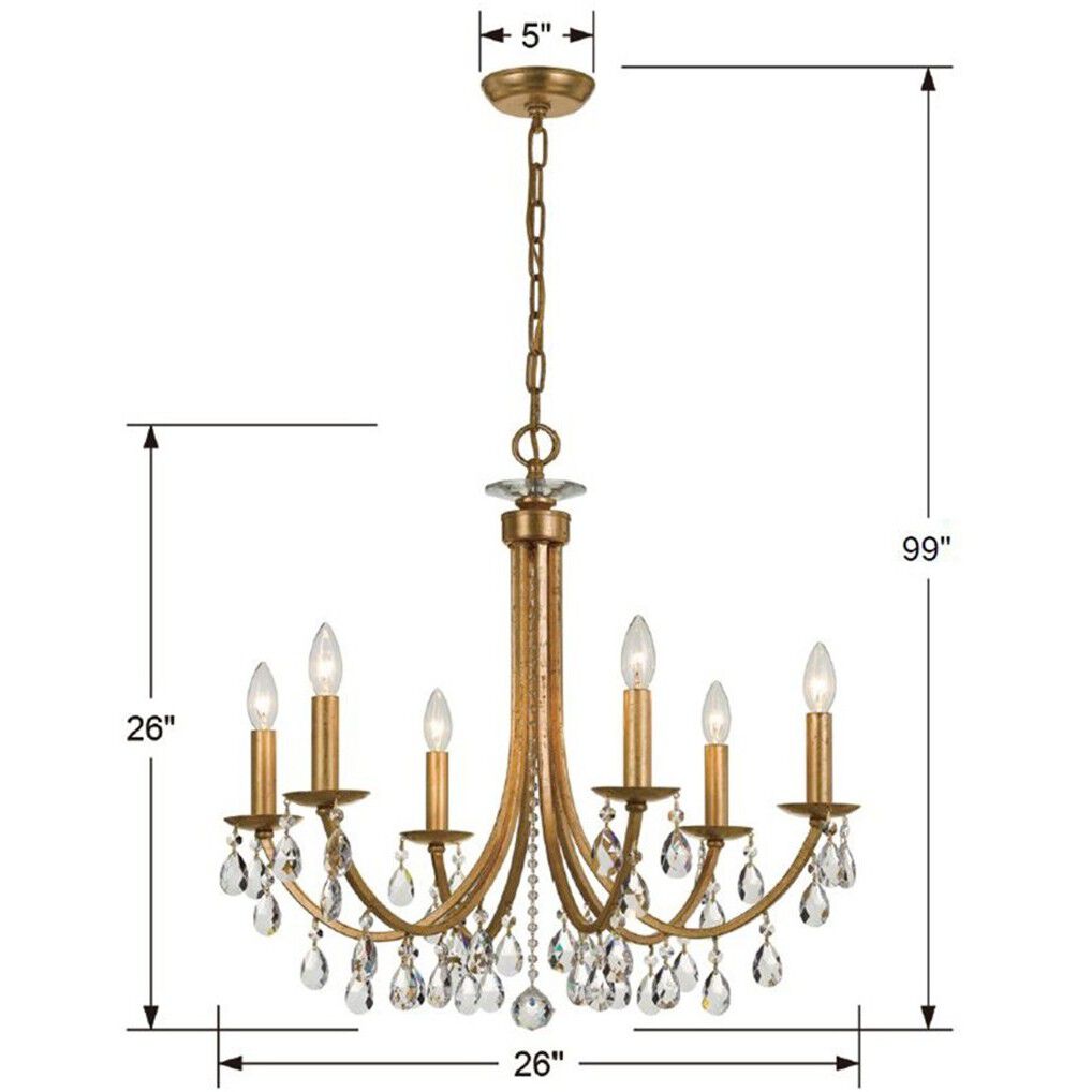 Bridgehampton 6 Light 26 inch Antique Gold Chandelier Ceiling Light in Clear Spectra