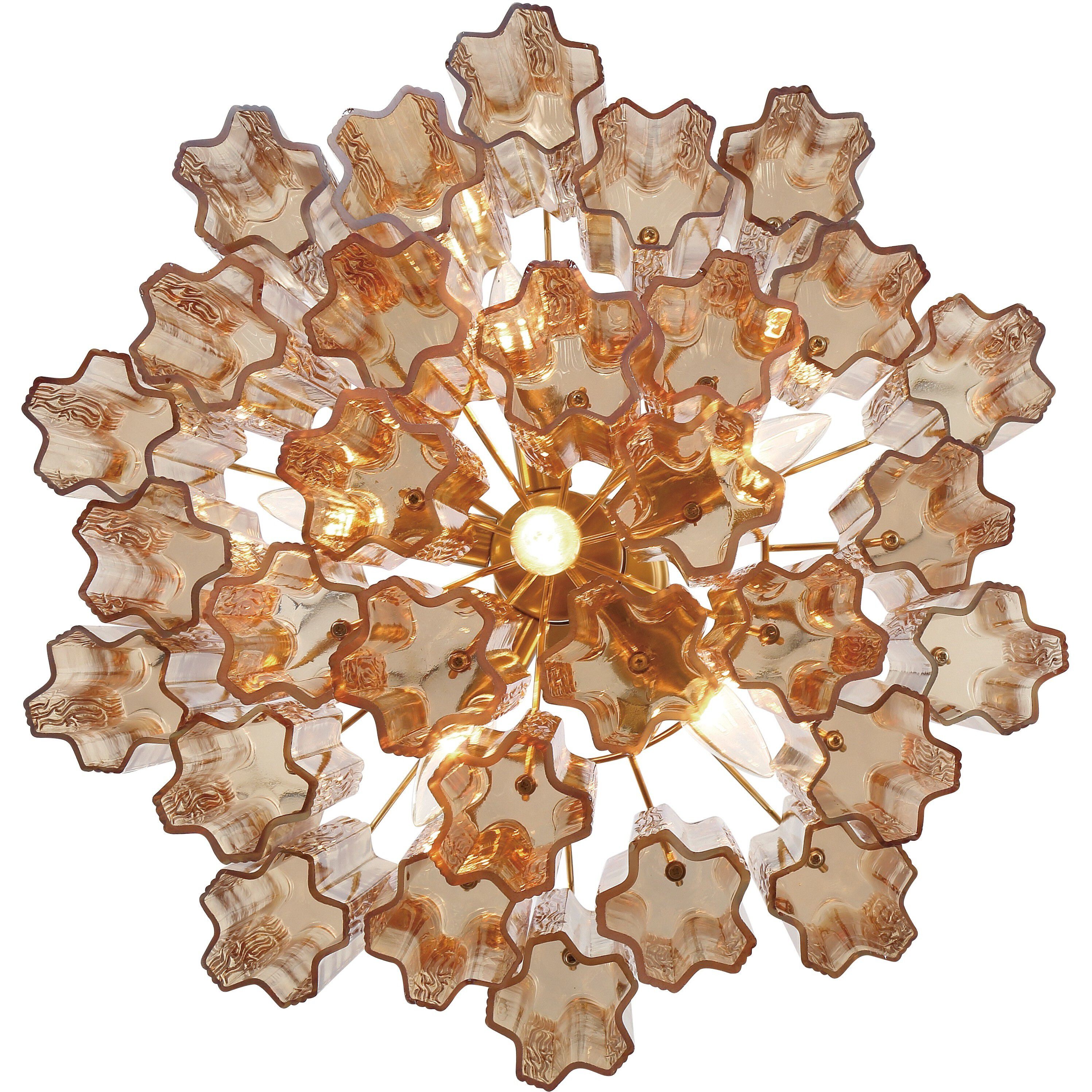 Addis 6 Light 19.75 inch Aged Brass Chandelier Ceiling Light in Tronchi Glass Amber