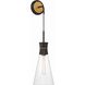 Quinn 1 Light 7 inch Matte Black and Textured Gold Sconce Wall Light
