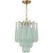 Ollie 4 Light 14.25 inch Aged Brass Chandelier Ceiling Light in Sand Glass Green