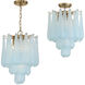Ollie 4 Light 14.25 inch Aged Brass Semi Flush Ceiling Light in Sand Glass Blue