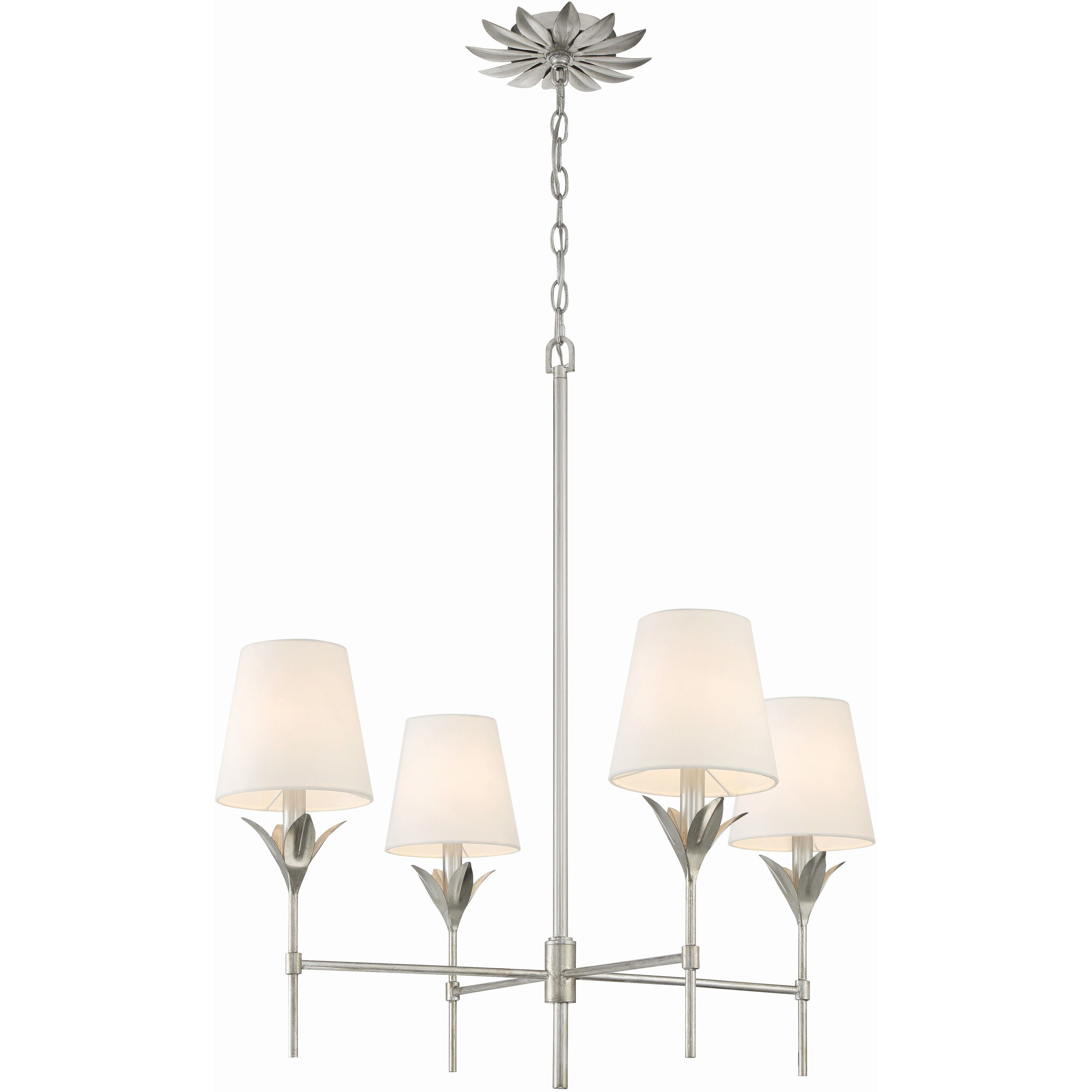 Broche 4 Light 28 inch Antique Silver Chandelier Ceiling Light
