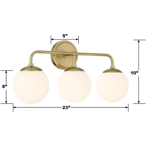Maverick 3 Light 23 inch Vibrant Gold Bath Vanity Light Wall Light
