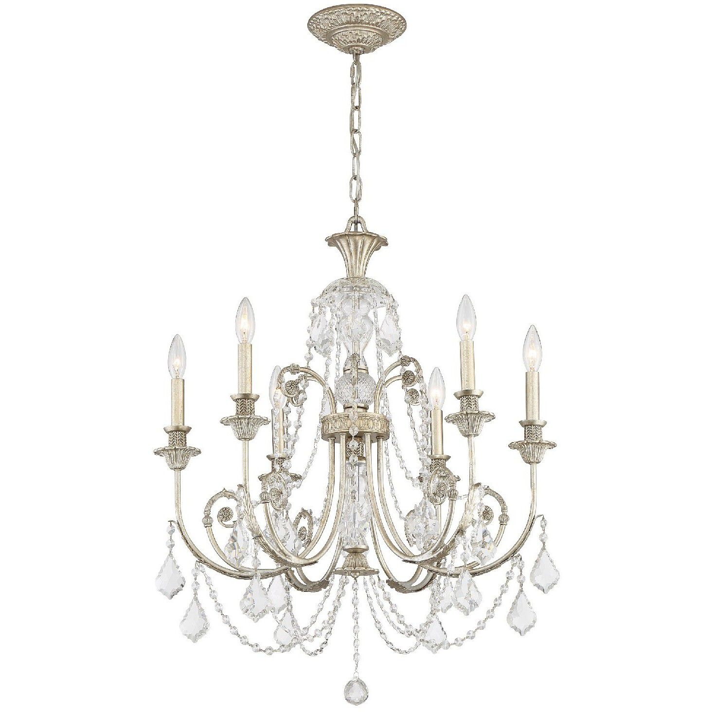 Regis 6 Light 26 inch Olde Silver Chandelier Ceiling Light in Clear Hand Cut