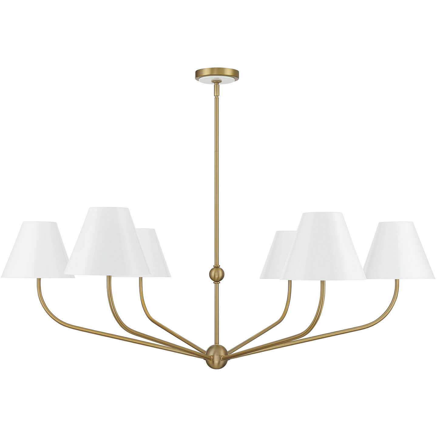 Xavier 6 Light 48 inch Vibrant Gold and White Chandelier Ceiling Light