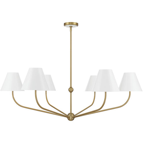 Xavier 6 Light 48 inch Vibrant Gold and White Chandelier Ceiling Light