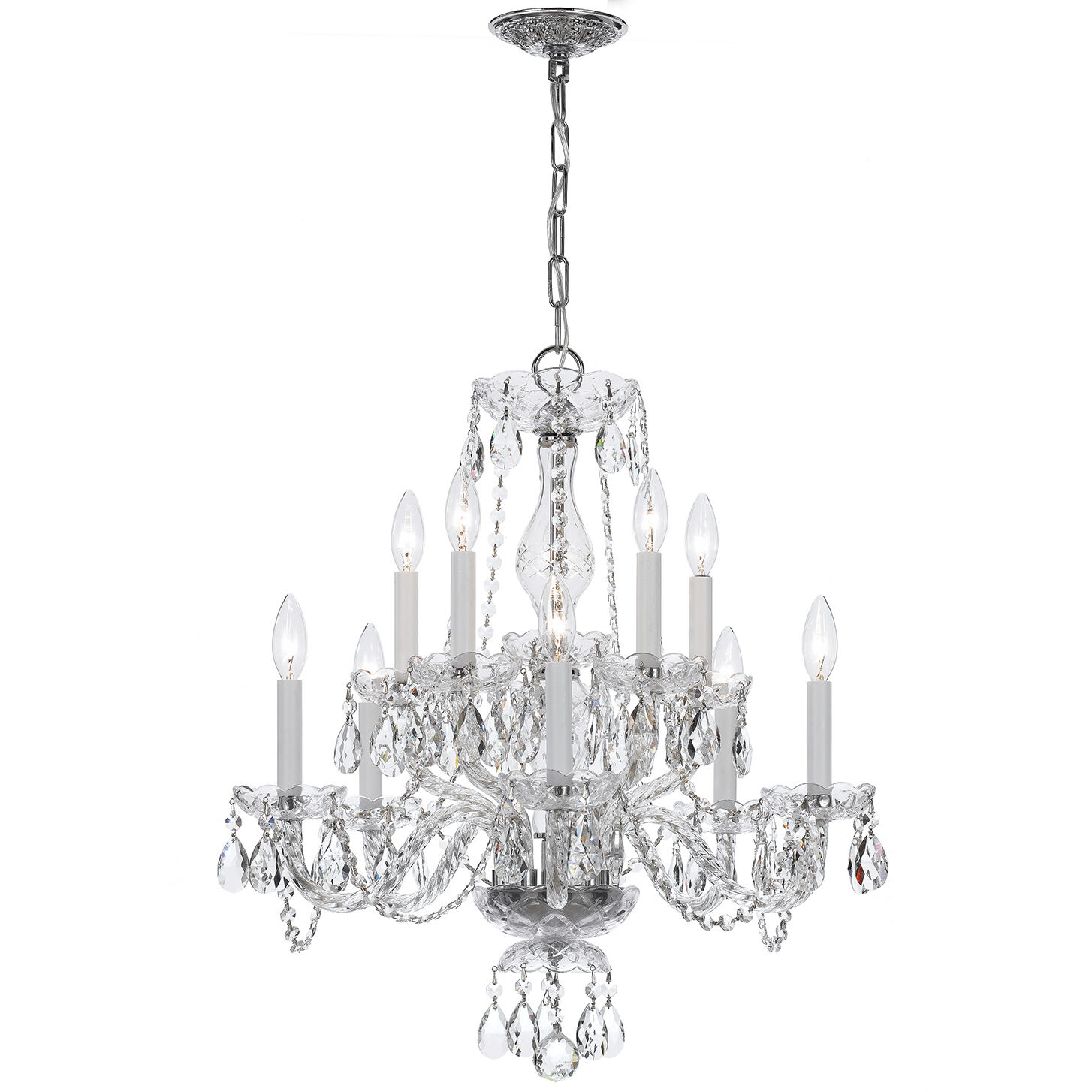 Traditional Crystal 10 Light 23 inch Polished Chrome Chandelier Ceiling Light