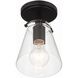 Voss 1 Light 5.75 inch Matte Black Semi Flush Ceiling Light