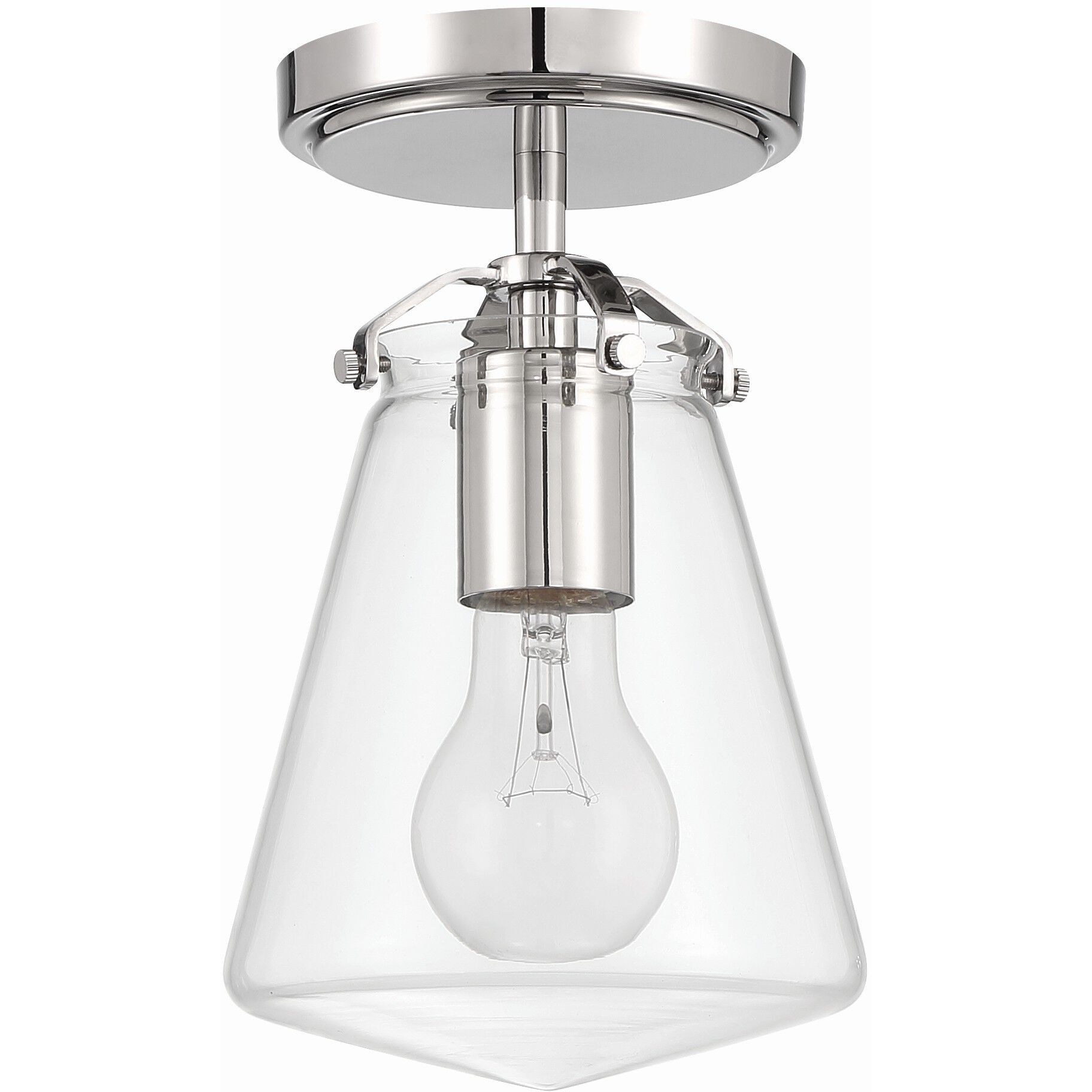 Voss 1 Light 5.75 inch Polished Nickel Semi Flush Ceiling Light