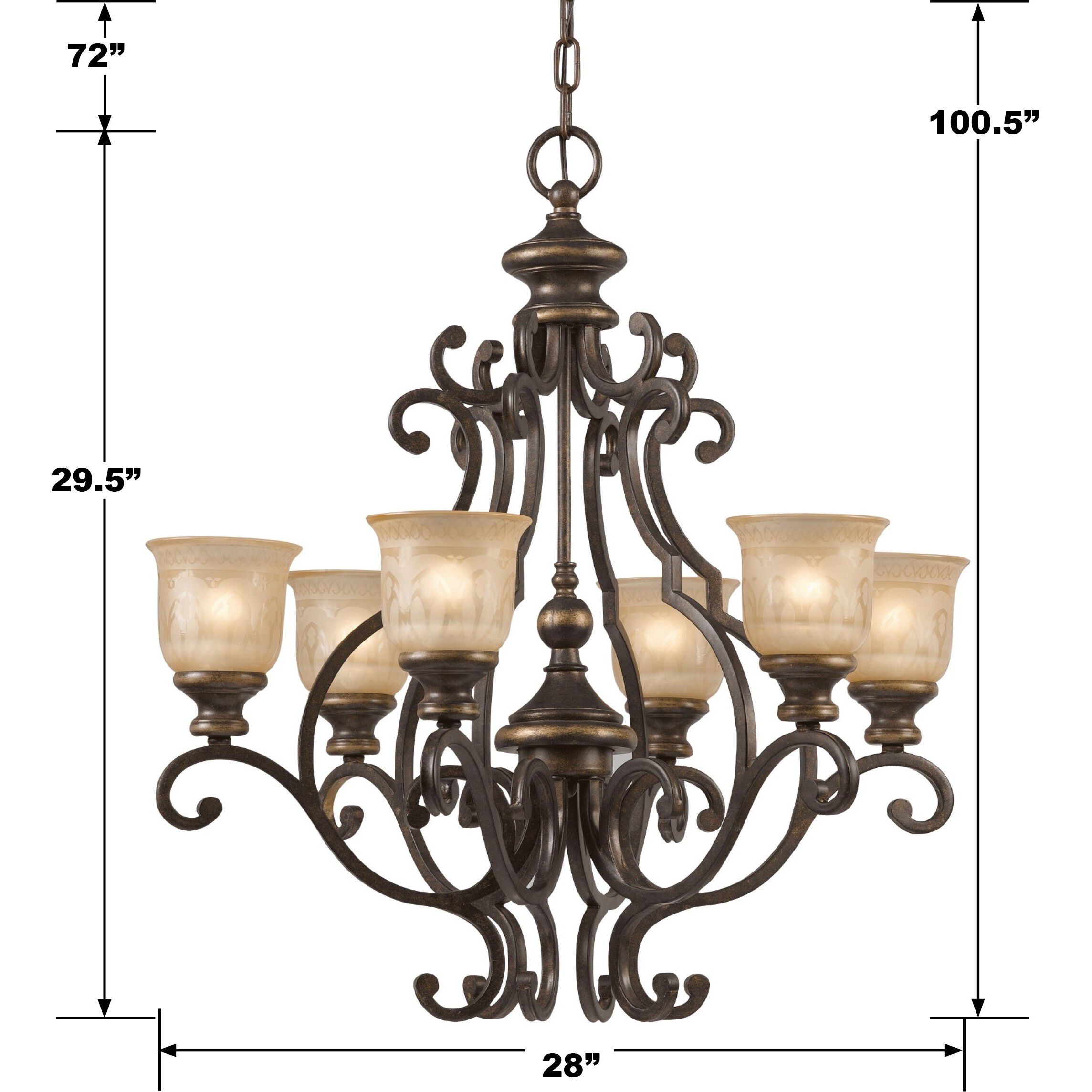 Norwalk 6 Light 28 inch Bronze Umber Chandelier Ceiling Light