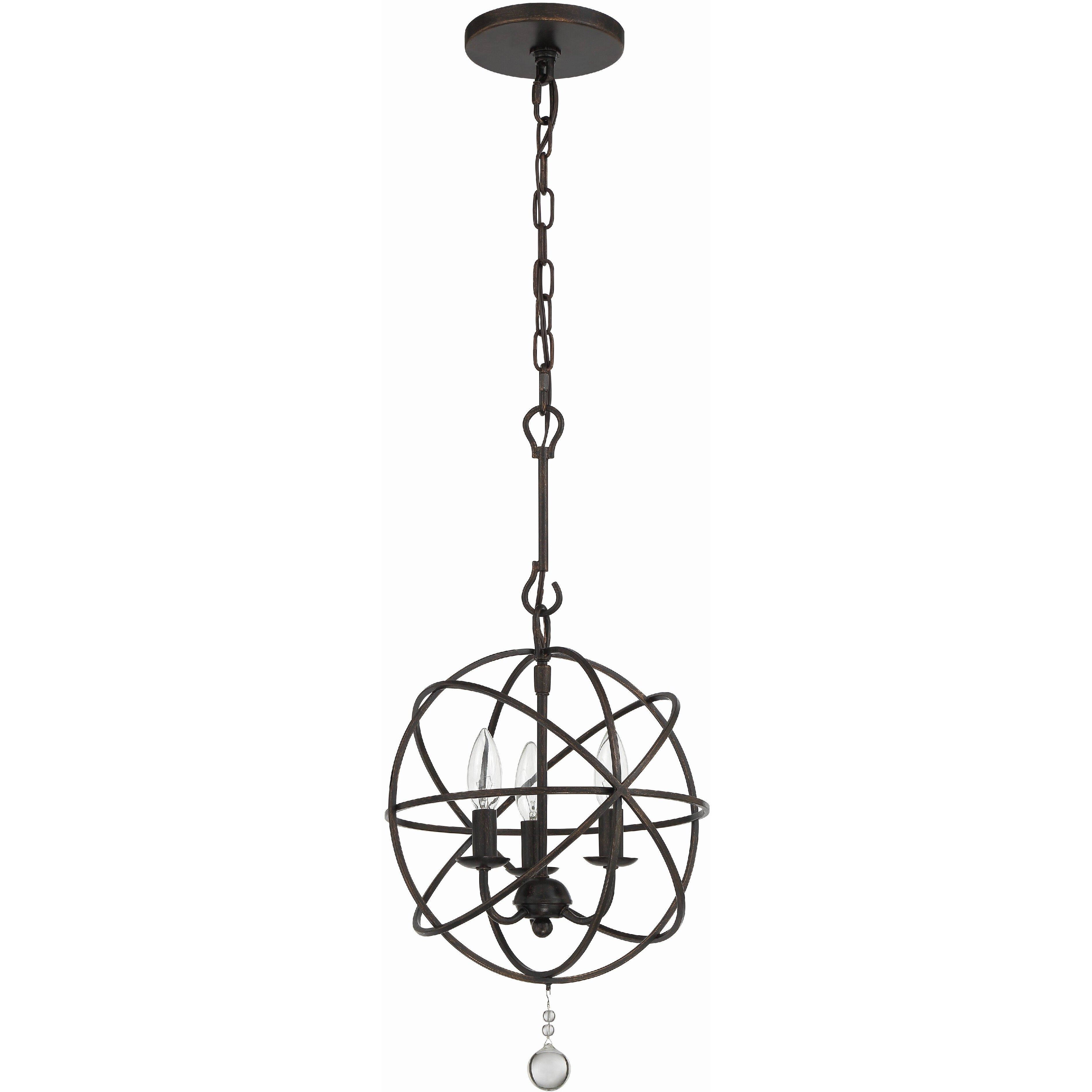 Solaris 3 Light 12.5 inch English Bronze Mini Chandelier Ceiling Light