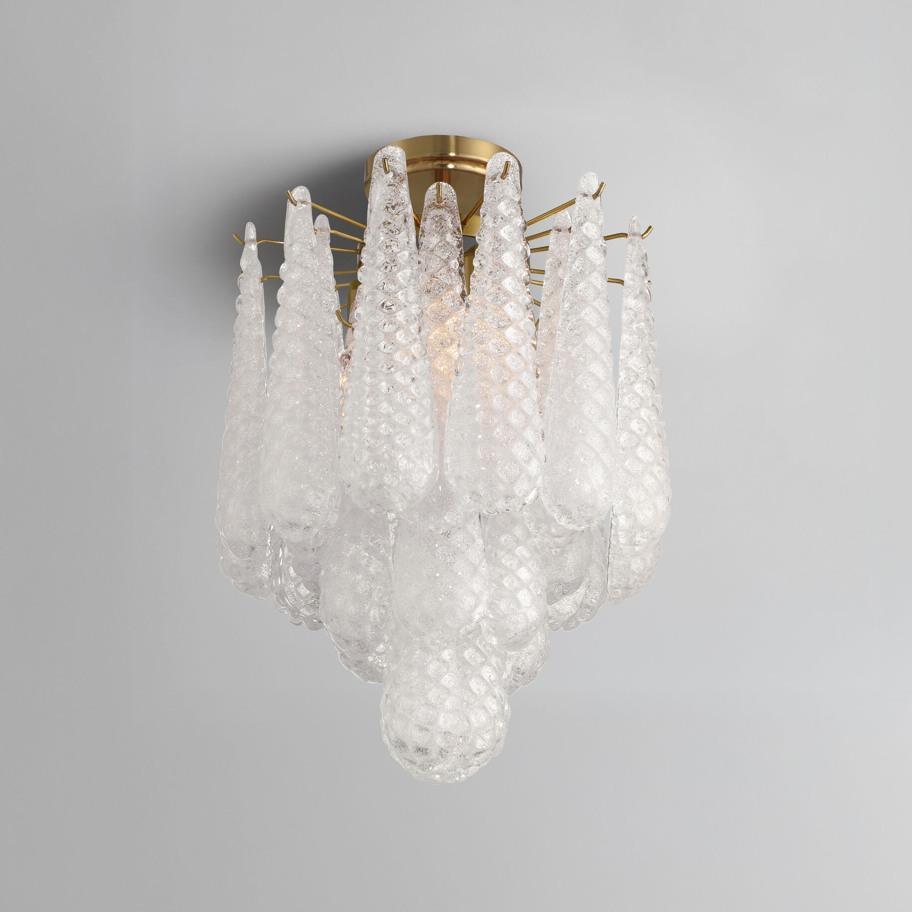 Ollie 4 Light 14.25 inch Aged Brass Semi Flush Ceiling Light in Sand Glass Clear