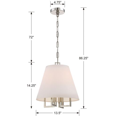 Westwood 4 Light 13.5 inch Polished Nickel Pendant Ceiling Light