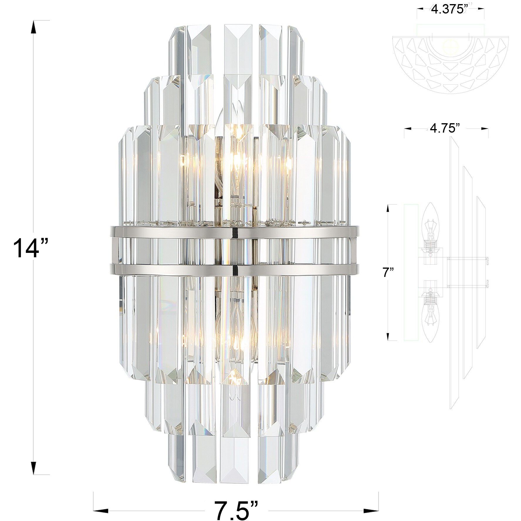 Hayes Sconce Wall Light in Polished Nickel