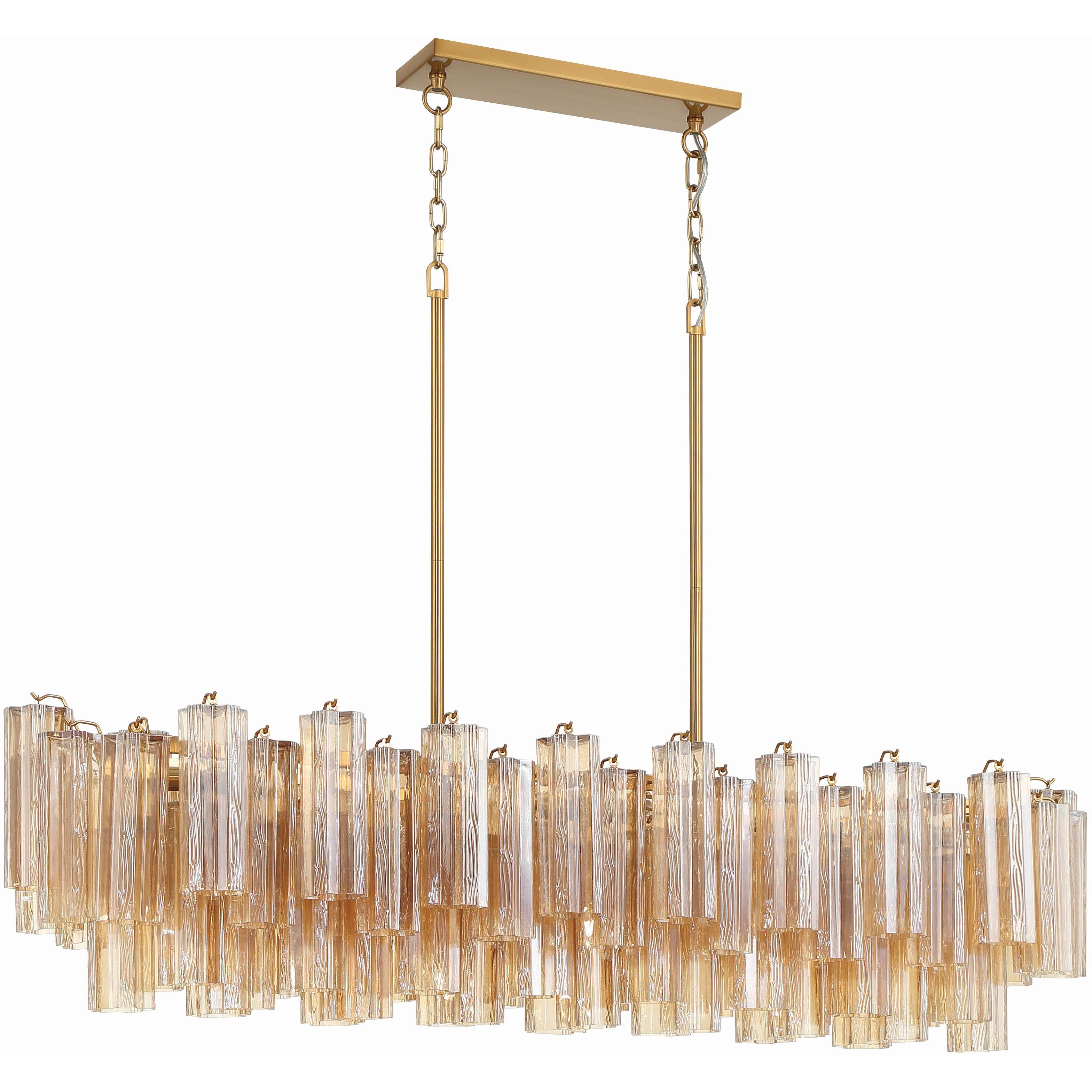 Addis 14 Light 51.75 inch Aged Brass Chandelier Ceiling Light in Tronchi Glass Amber