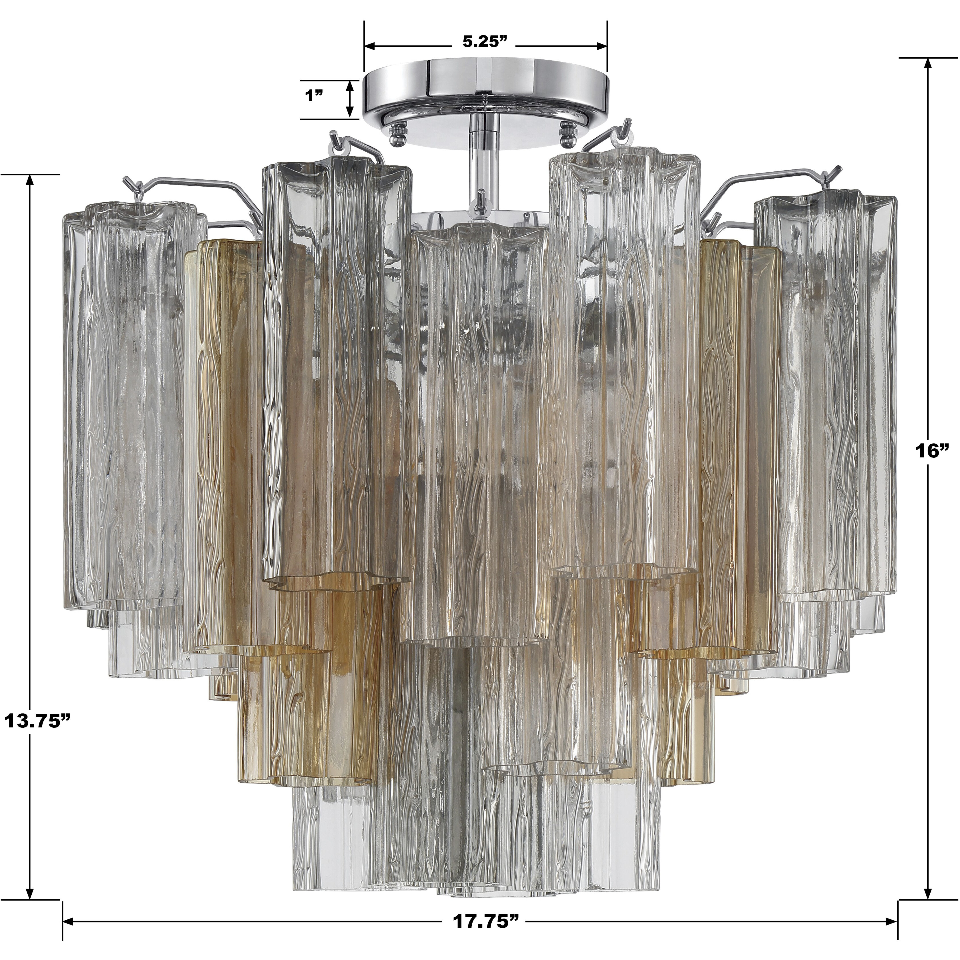 Addis 4 Light 17.75 inch Polished Chrome Semi Flush Ceiling Light in Autumn