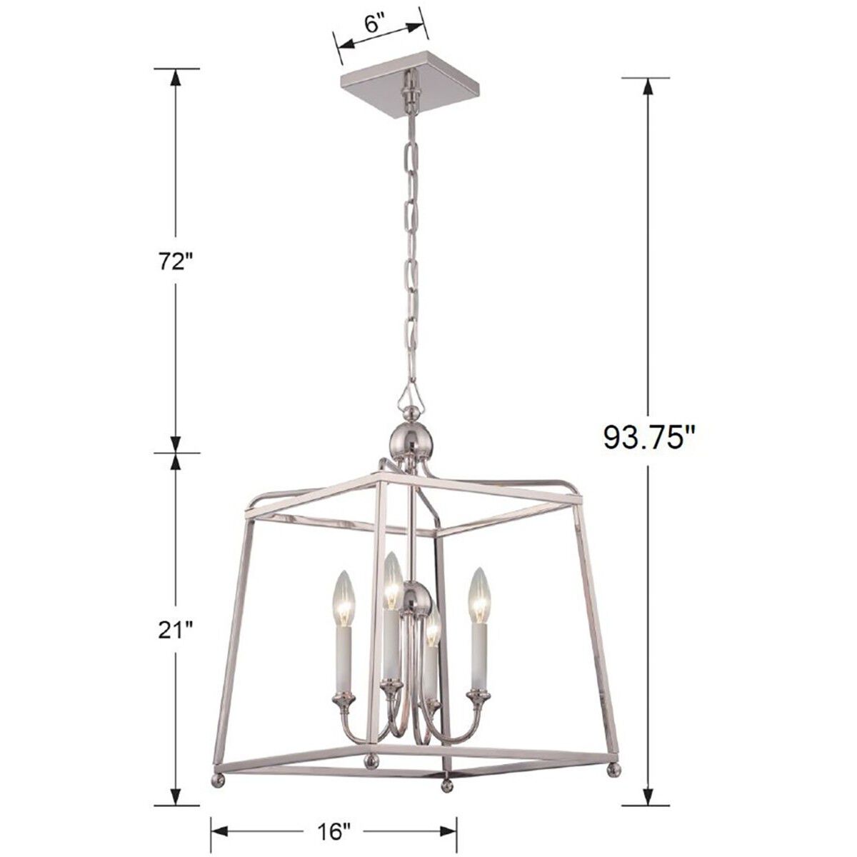 Sylvan 4 Light 16 inch Polished Nickel Lantern Chandelier Ceiling Light