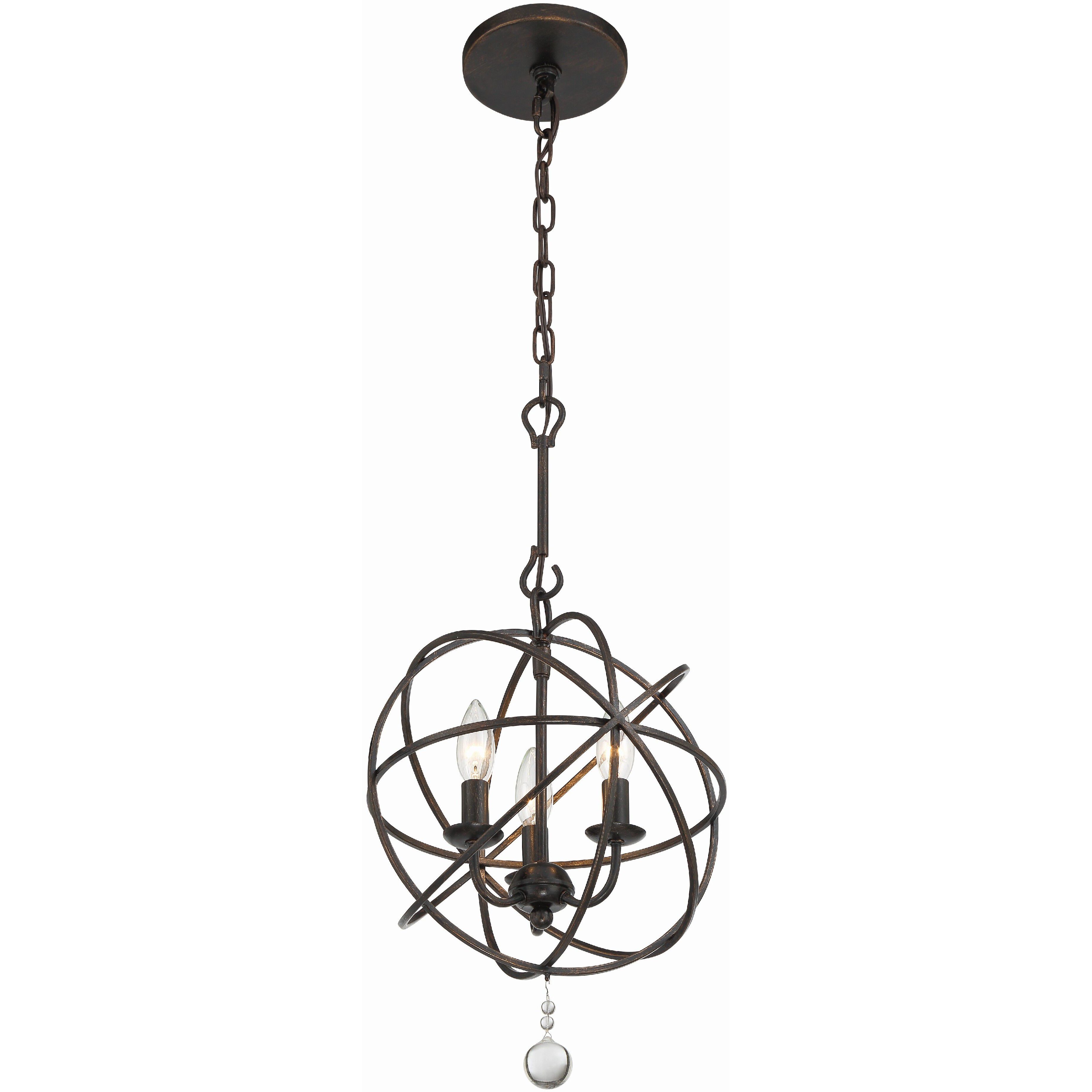 Solaris 3 Light 12.5 inch English Bronze Mini Chandelier Ceiling Light