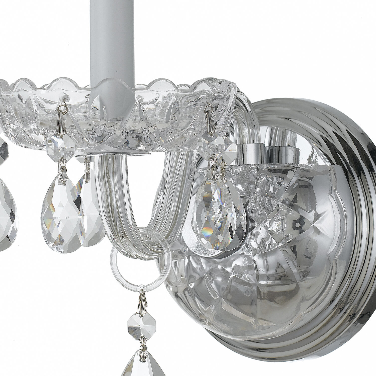 Traditional Crystal Sconce Wall Light in Clear Hand Cut, Polished Chrome