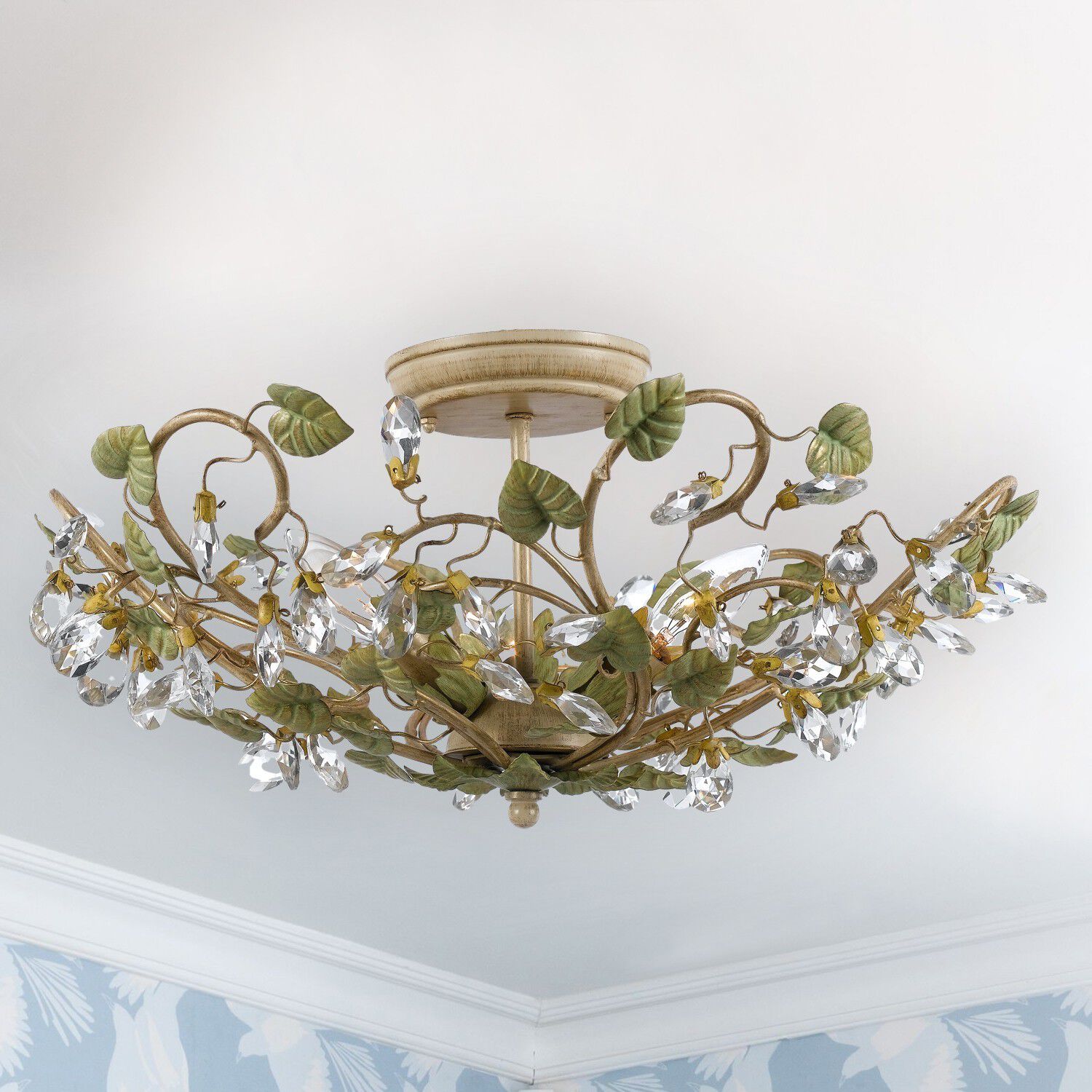 Crystorama 4840-CT Josie 5 Light 20.5 inch Champagne Green