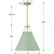 Xavier 3 Light 16 inch Vibrant Gold and Green Pendant Ceiling Light