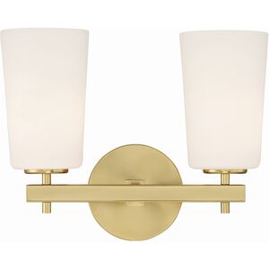 Colton 2 Light 14.75 inch Aged Brass Bathroom Vanity Light Wall Light