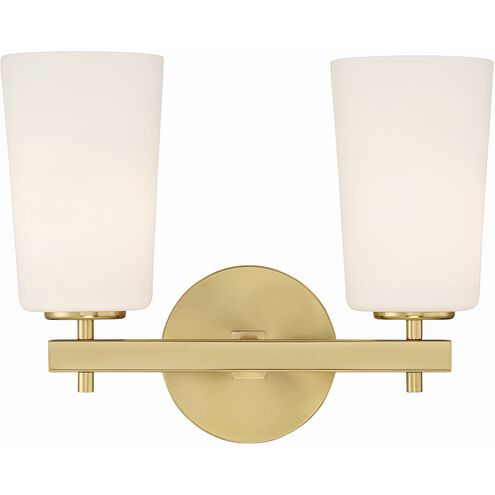 Colton 2 Light 14.75 inch Aged Brass Bathroom Vanity Light Wall Light
