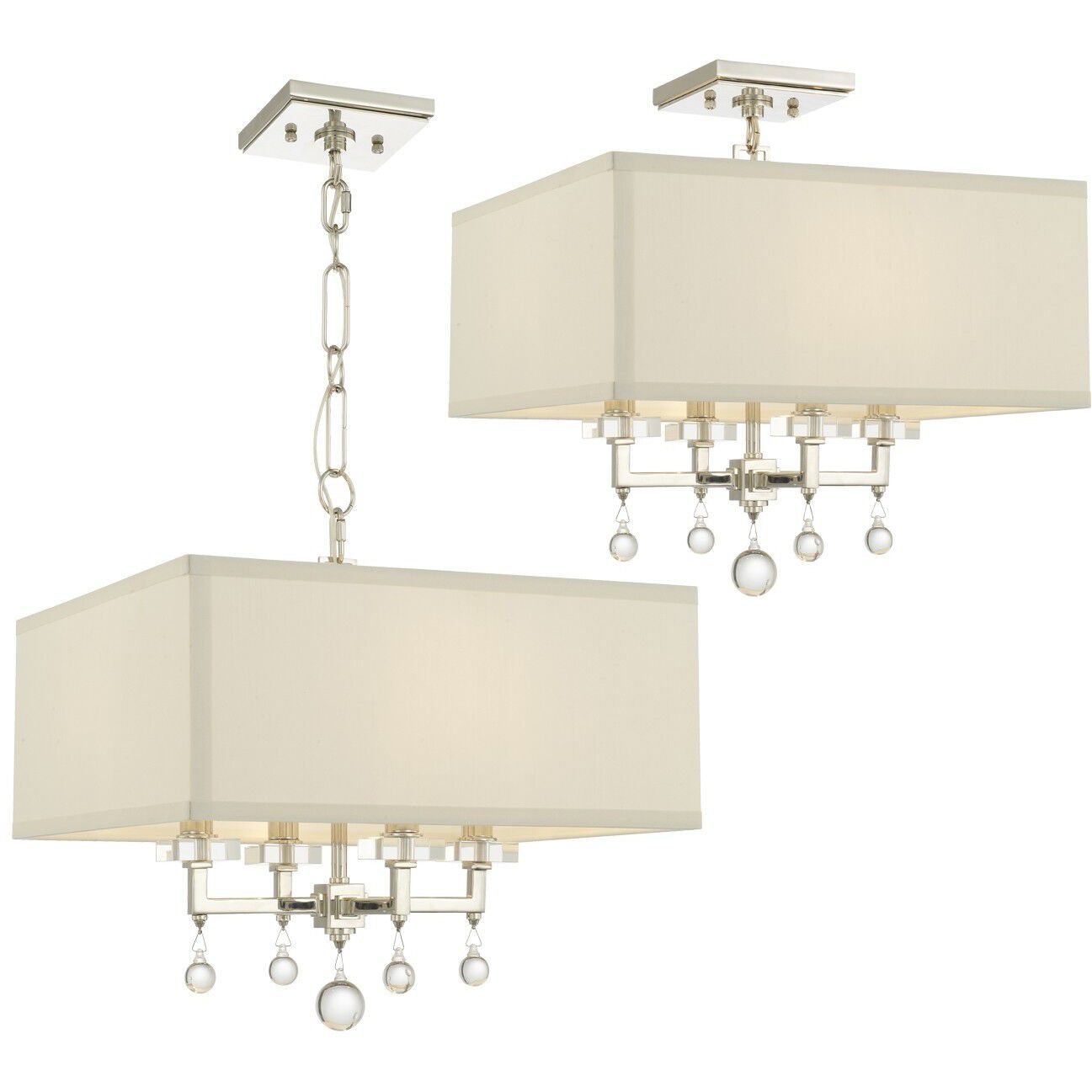 Paxton 4 Light 16 inch Polished Nickel Semi Flush Ceiling Light, Convertible