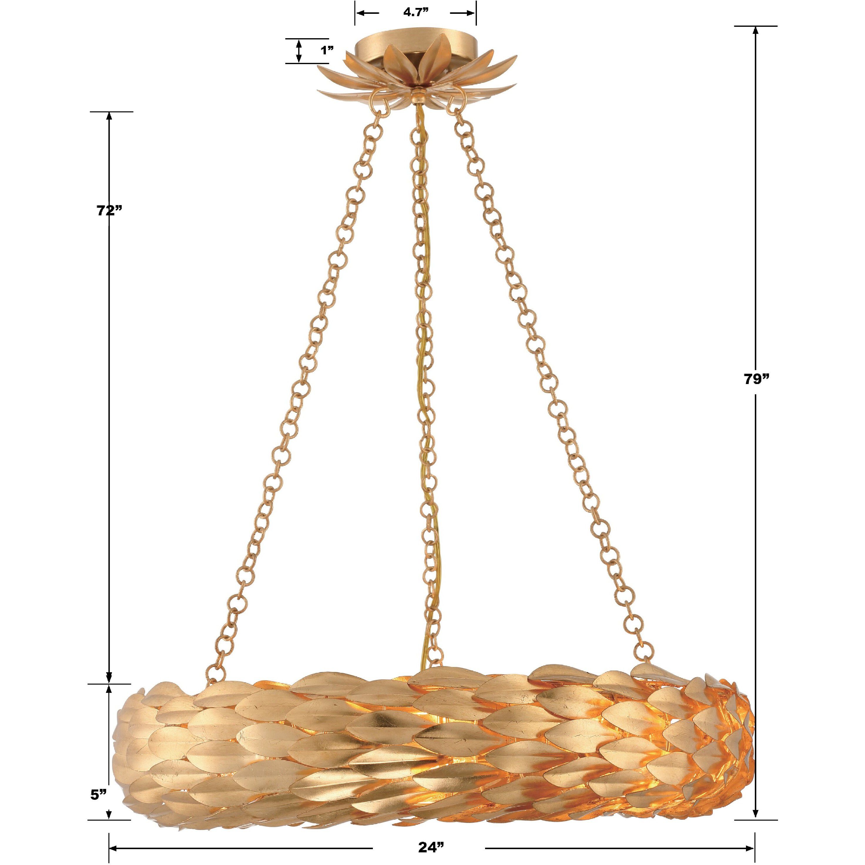 Broche 6 Light 24 inch Antique Gold Chandelier Ceiling Light