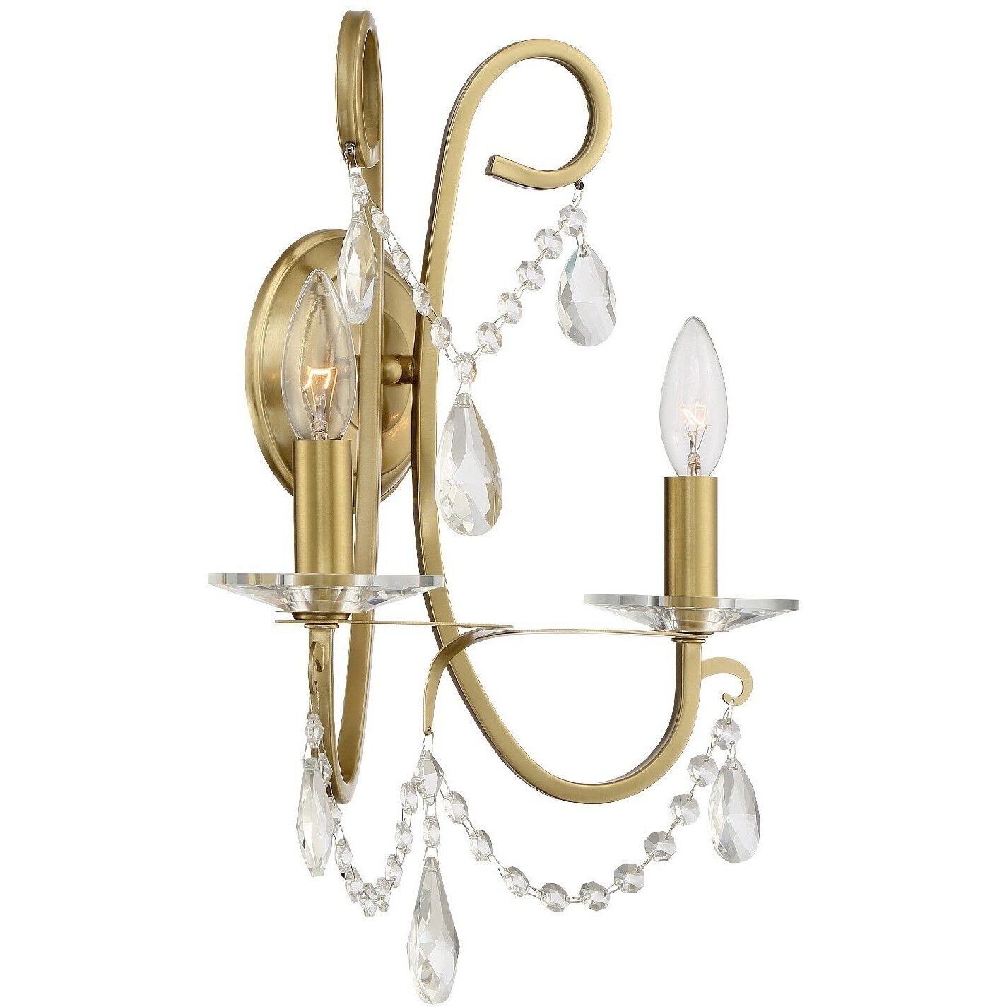Othello Bath Wall Light in Clear Hand Cut, Vibrant Gold