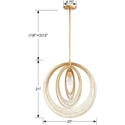 Doral 1 Light 20 inch Renaissance Gold Pendant Ceiling Light